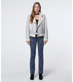 Women's Pearl Blue Shearling Leather Biker Jacket