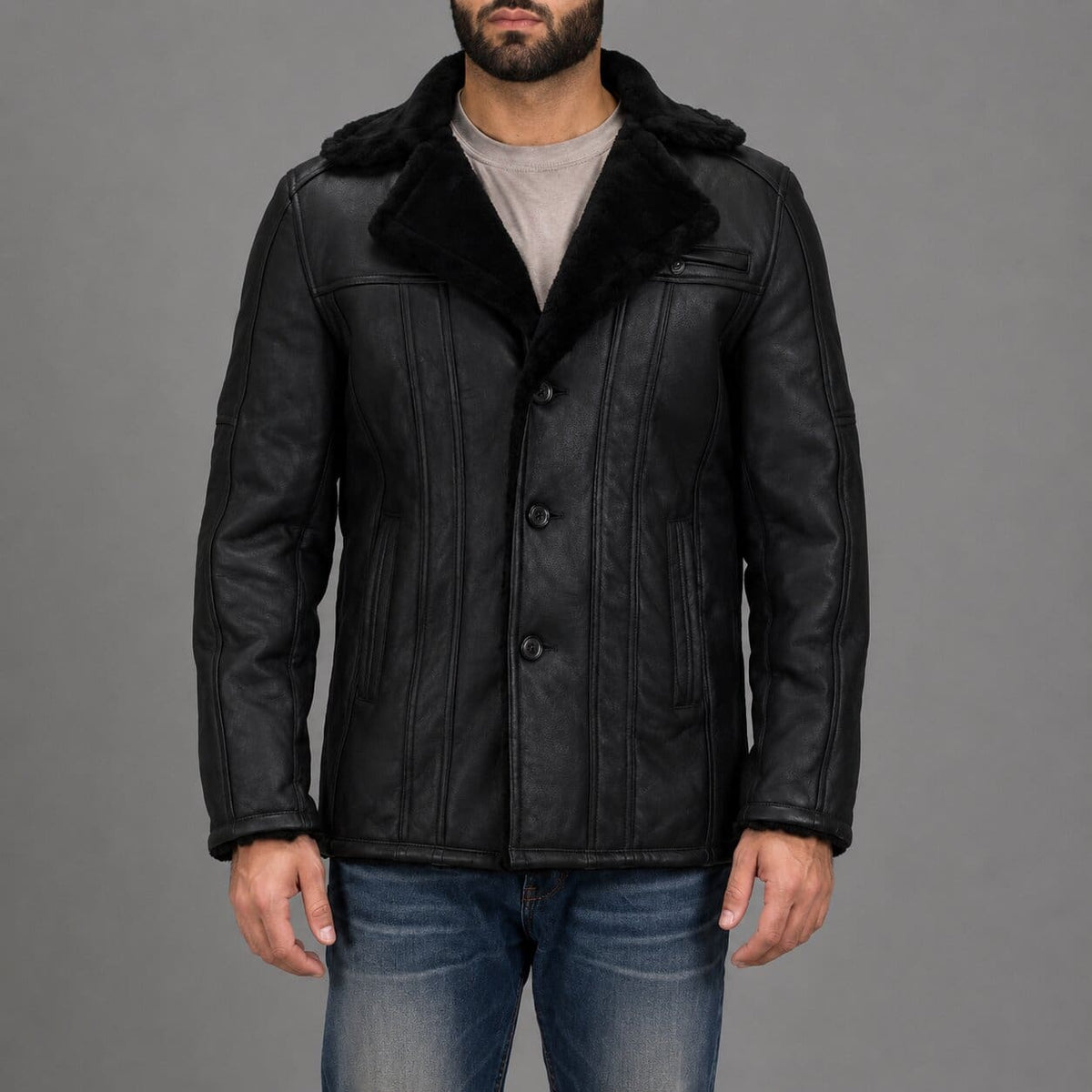Premium Double Face Shearling Leather Jacket - Luxury Winter Look