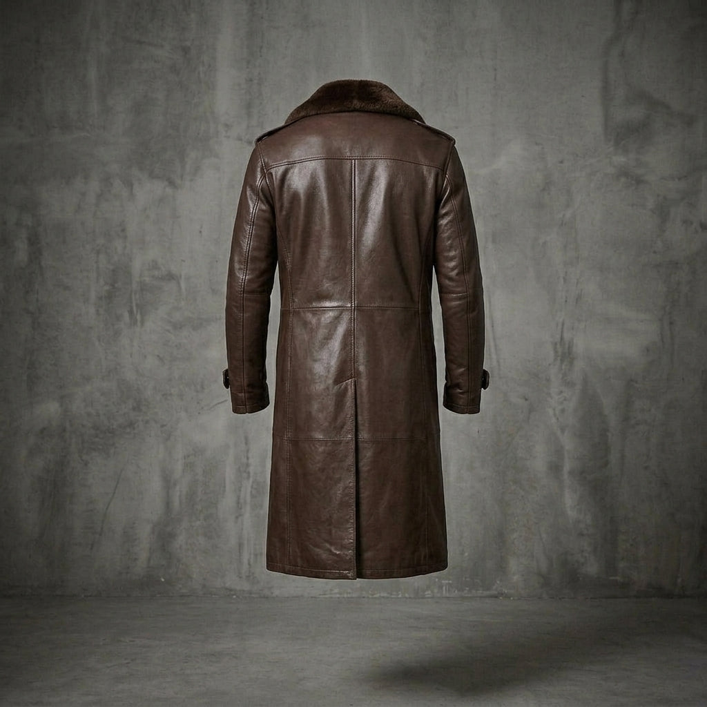 Men's Tan Brown Leather Trench Coat - Leather Outlet