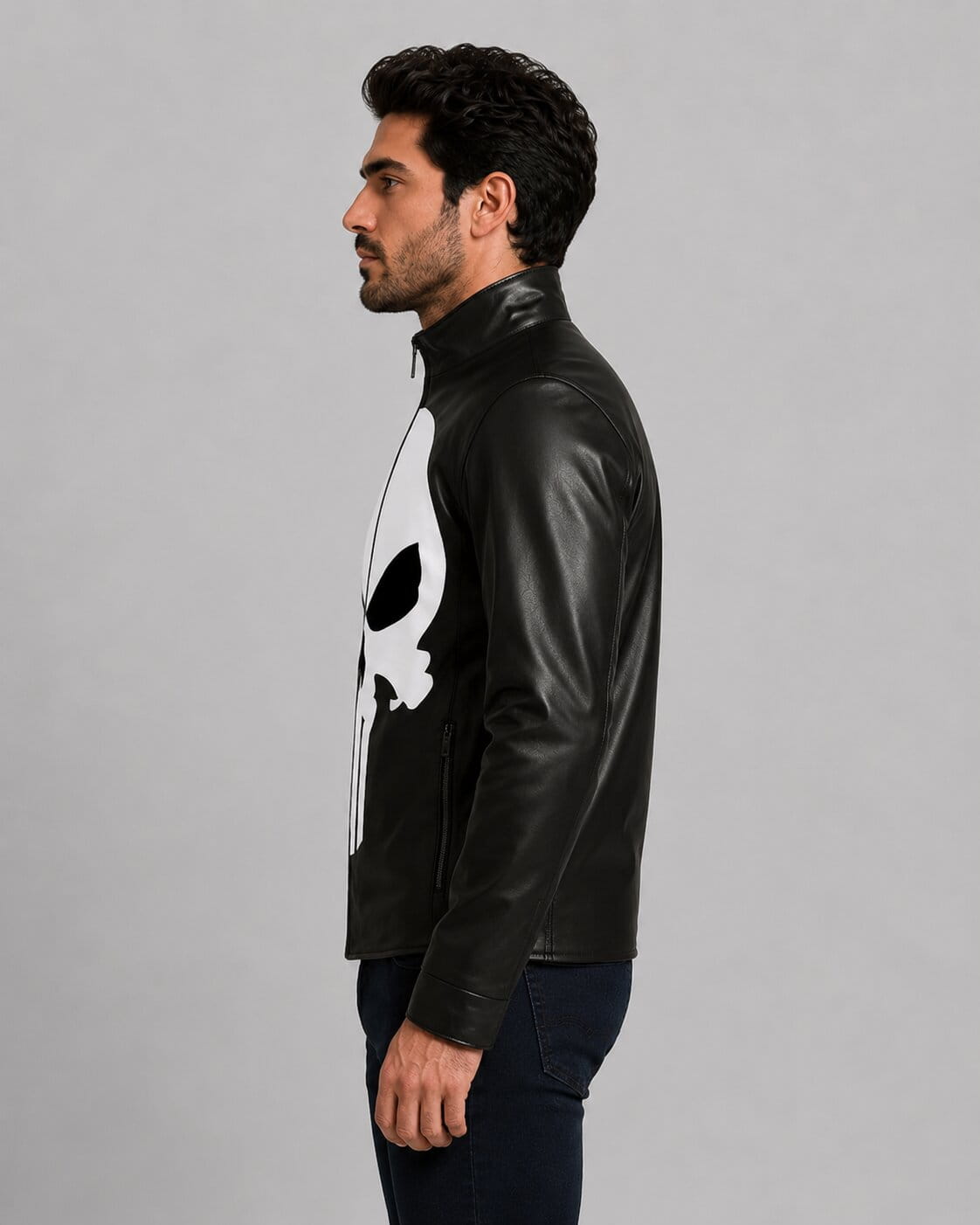Punisher Skull Leather Biker Jacket - Frank Castle Cosplay Moto