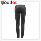 Womens Steampunk Leggings Black Floral Gothic Leather Pants
