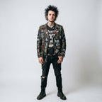 Men's Black Studded Punk Leather Jacket