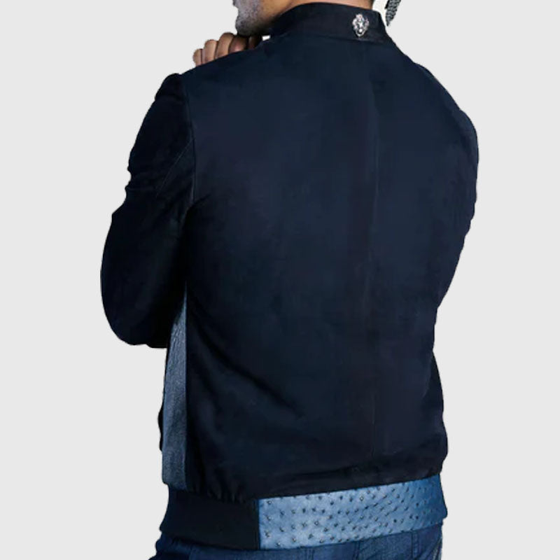 Suede & Ostrich Leather Blouson Jacket