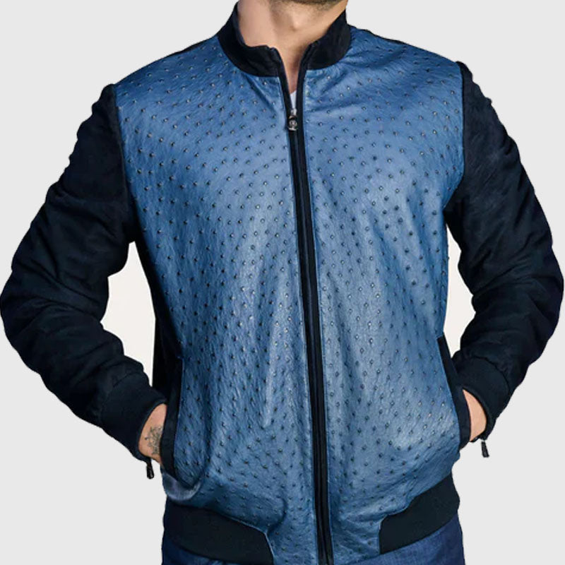 Suede & Ostrich Leather Blouson Jacket