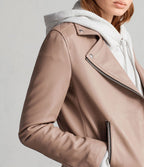 Emily Beige Motorcycle Leather Jacket