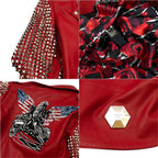 New Women's Red Studded Fashion Motorcycle Leather Biker Jacket