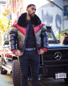 Men v Bomber Jacket - Multi Color Red/Green/Black