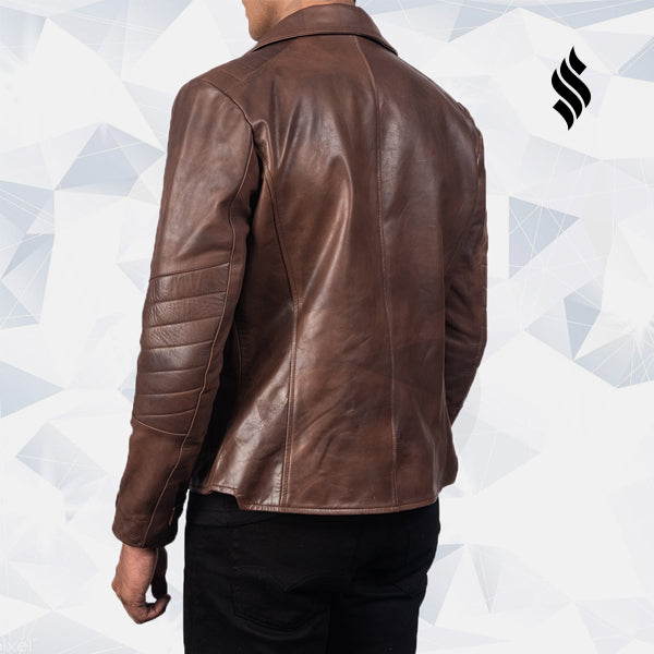 Raiden Brown Leather Biker Jacket