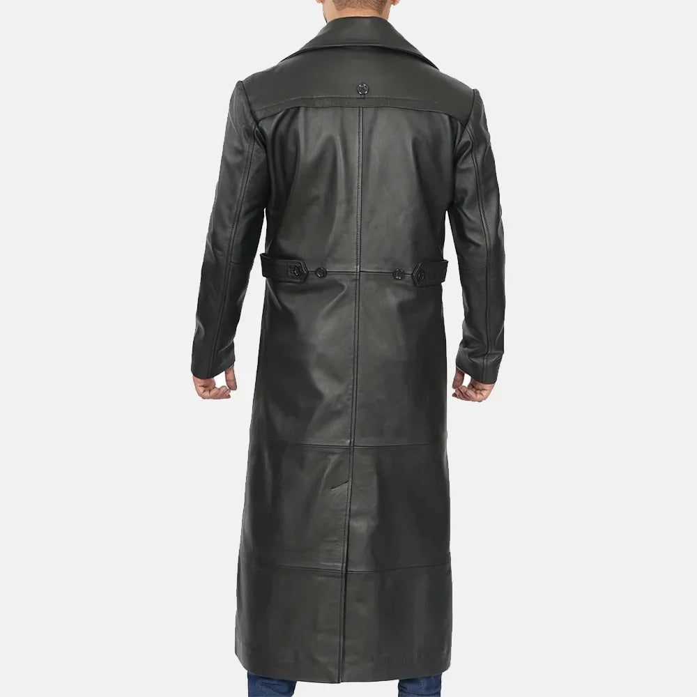 Rancher's Long Leather Duster Coat for Men Classic Western Elegance and Durability