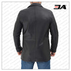 Shelby Mens Black Leather Car Coat