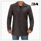 Winchester Distressed Brown Mens Leather Car Coat Jacket