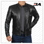 Luis Black Leather Cafe Racer Jacket
