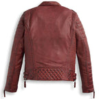Mens Red Leather Biker Motorcycle Racer Jacket