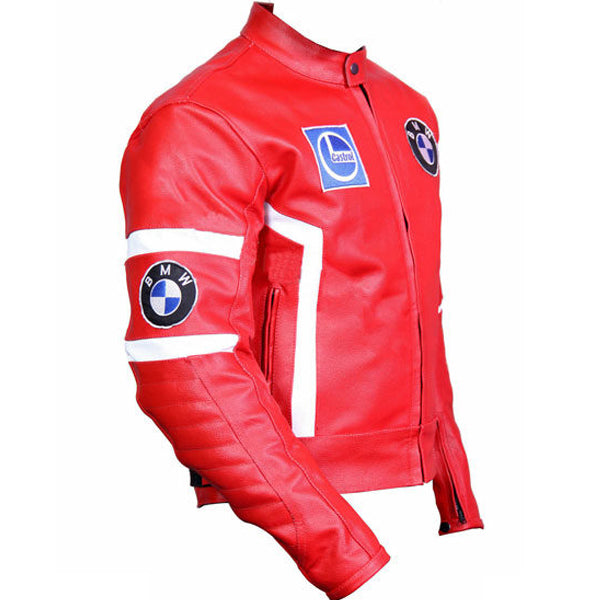 BMW Red Racing Leather Motorcycle Jacket
