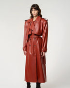 Red Lambskin Leather Trench Coat - Elegant & Bold