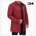 Bristol Genuine Maroon Leather Car Coat Mens
