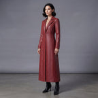 Women's  Faux Burgundy Leather Trench Coat
