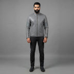 Men's Shiny Grey Biker Leather Jacket - Leather Outlet