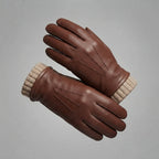 Men's Brown Lambskin Leather Gloves - Leather Outlet