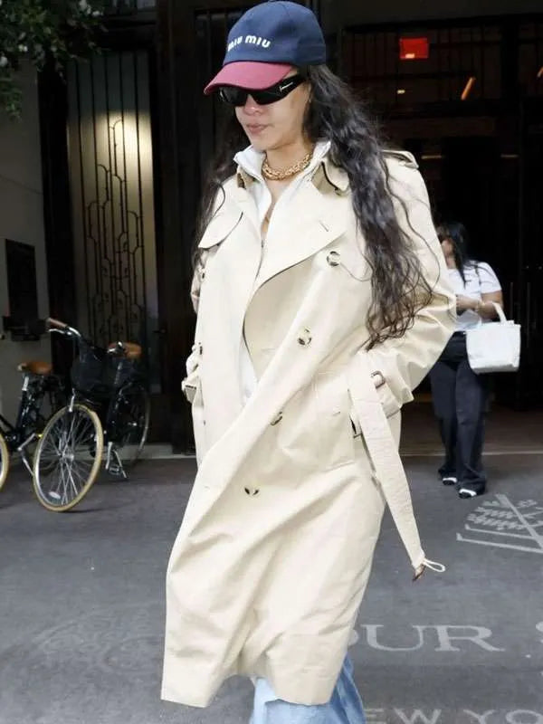 NYC 2026 Rihanna Beige Trench Coat
