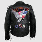 Rock Eagle Flag Motorcycle Leather Jacket