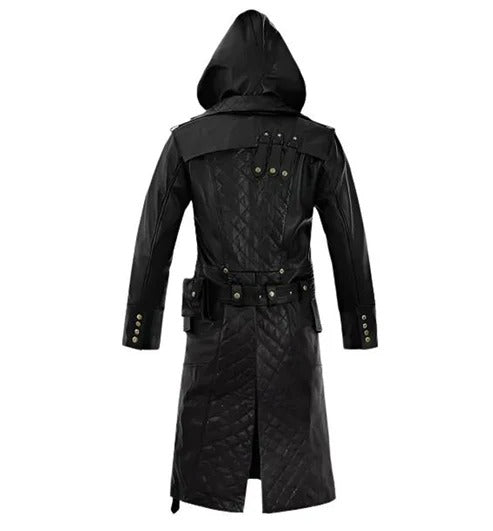 Rylar Hooded Leather Duster Coat Versatile All-Weather Style