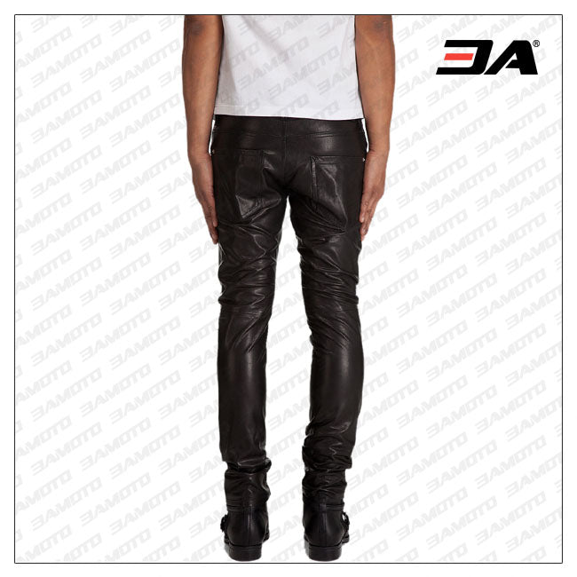 Slim Fit Slightly Tapered Leather Pant For Men