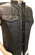 Motorcycle New Black Leather Sons of Anarchy Vest S-6XL