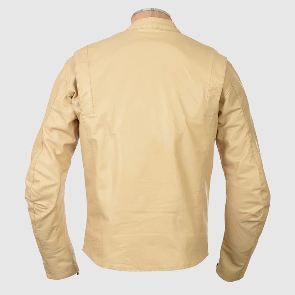 Steve Mcqueen Cream Le-Man Armoured Biker Jacket
