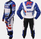 SUZUKI GSXR MEN MOTORCYCLE 2 PC LEATHER RACING  SUIT
