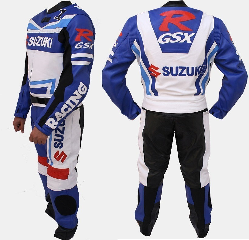 SUZUKI GSXR MEN MOTORCYCLE 2 PC LEATHER RACING  SUIT