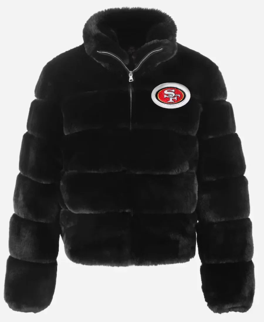 San Francisco 49ers Cuce Black Fur Puffer Jacket