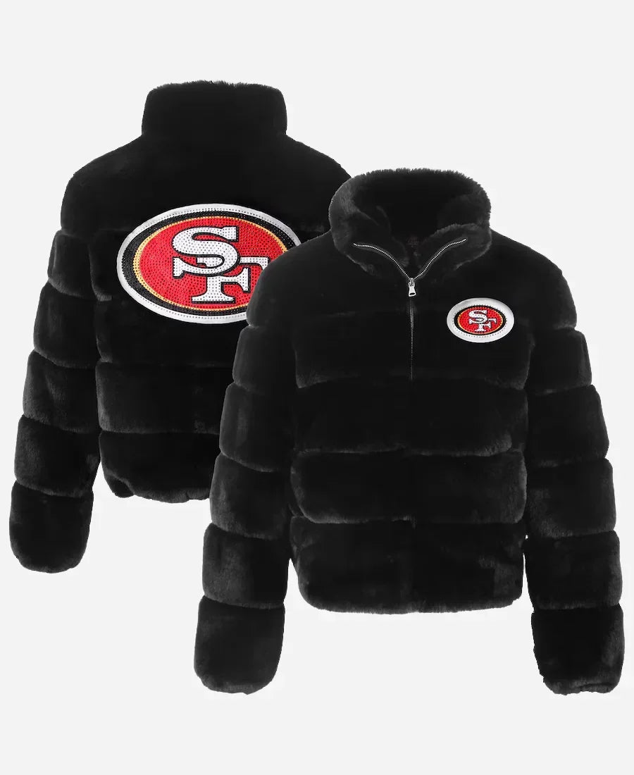 San Francisco 49ers Cuce Black Fur Puffer Jacket