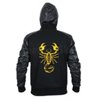 Scorpion Black Hooded Jacket with Leather Sleeves