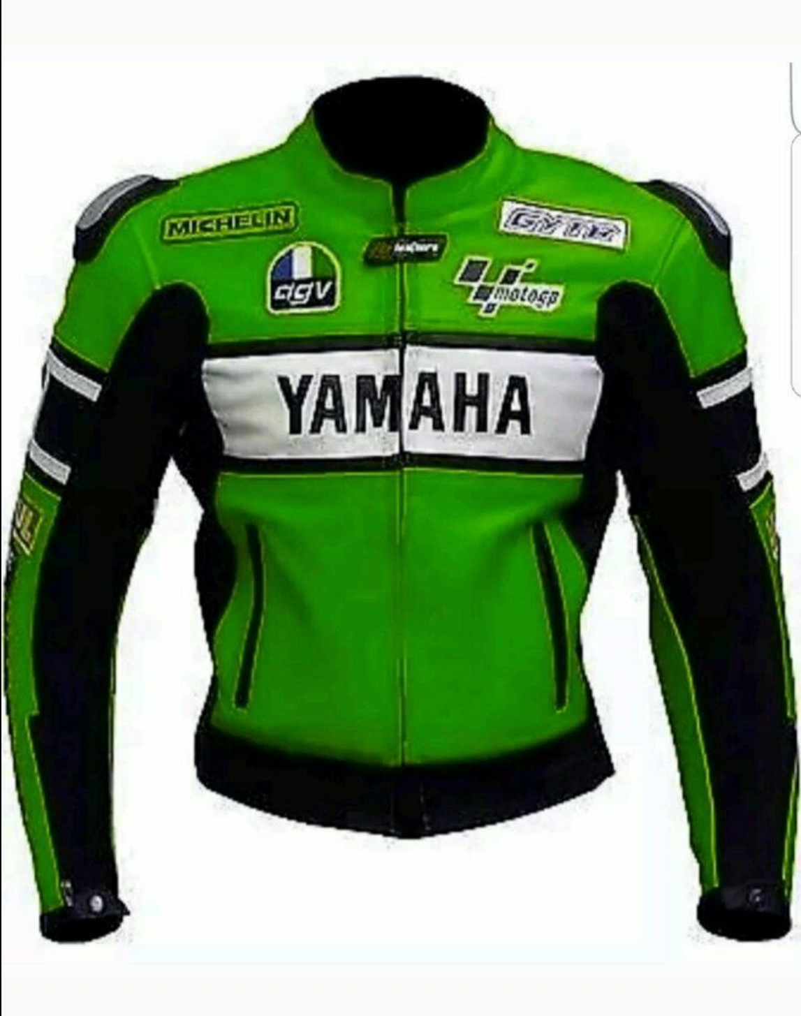 YAMAHA MEN MOTORCYCLE GREEN LEATHER RACING JACKET
