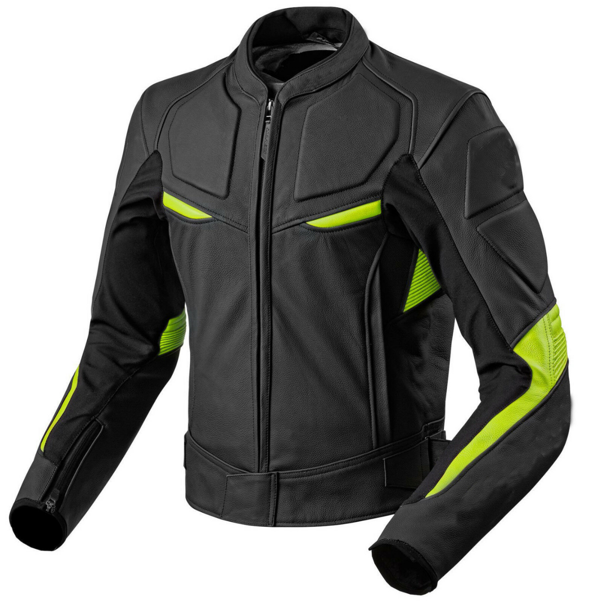 MEN MOTORCYCLE NEON AND BLACK LEATHER RACING JACKET
