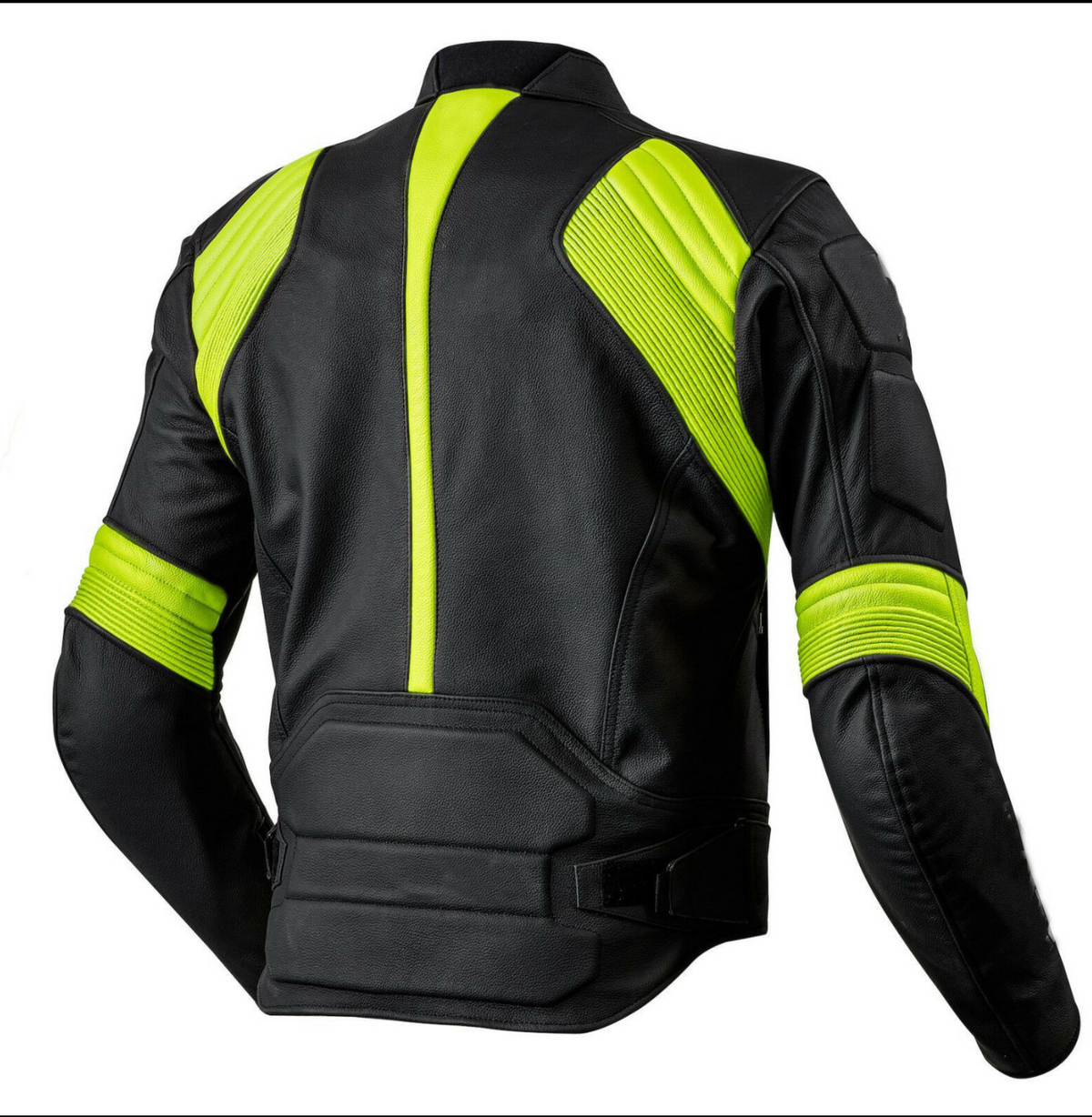 MEN MOTORCYCLE NEON AND BLACK LEATHER RACING JACKET