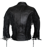 WOMEN FRINGES MOTORCYCLE LEATHER RACING JACKET