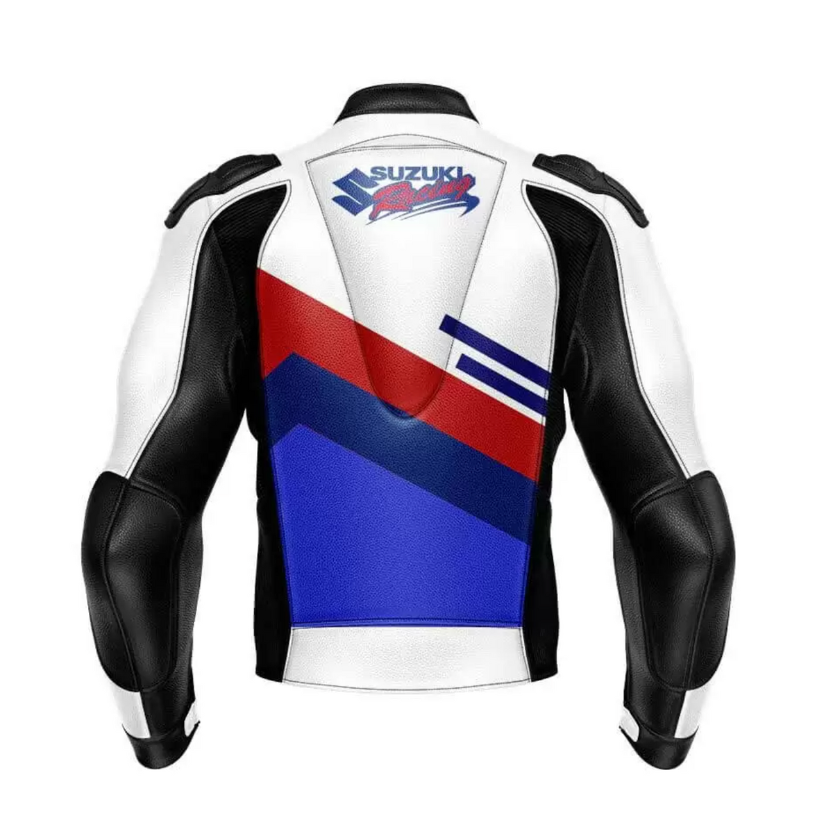 SUZUKI WHITE MOTORCYCLE LEATHER RACING JACKET