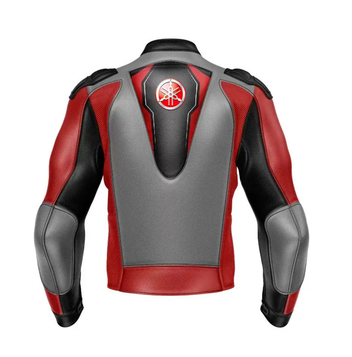 MEN MOTORCYCLE RED AND GRAY LEATHER RACING JACKET