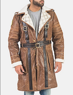 Custom Mason Brown Fur Leather Trench Coat