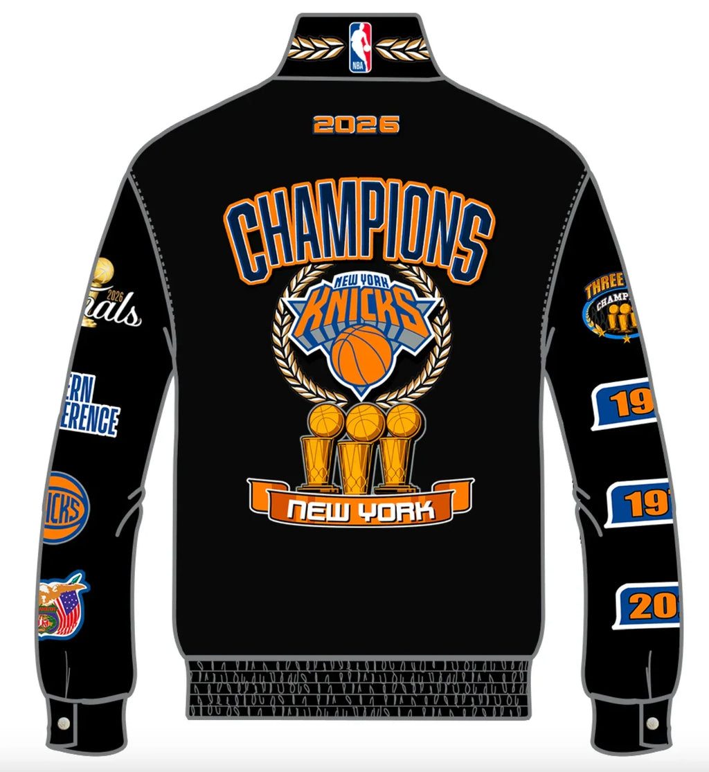 New York Knicks 2026 NBA Champions Wool & Leather Jacket (Pre-Order)