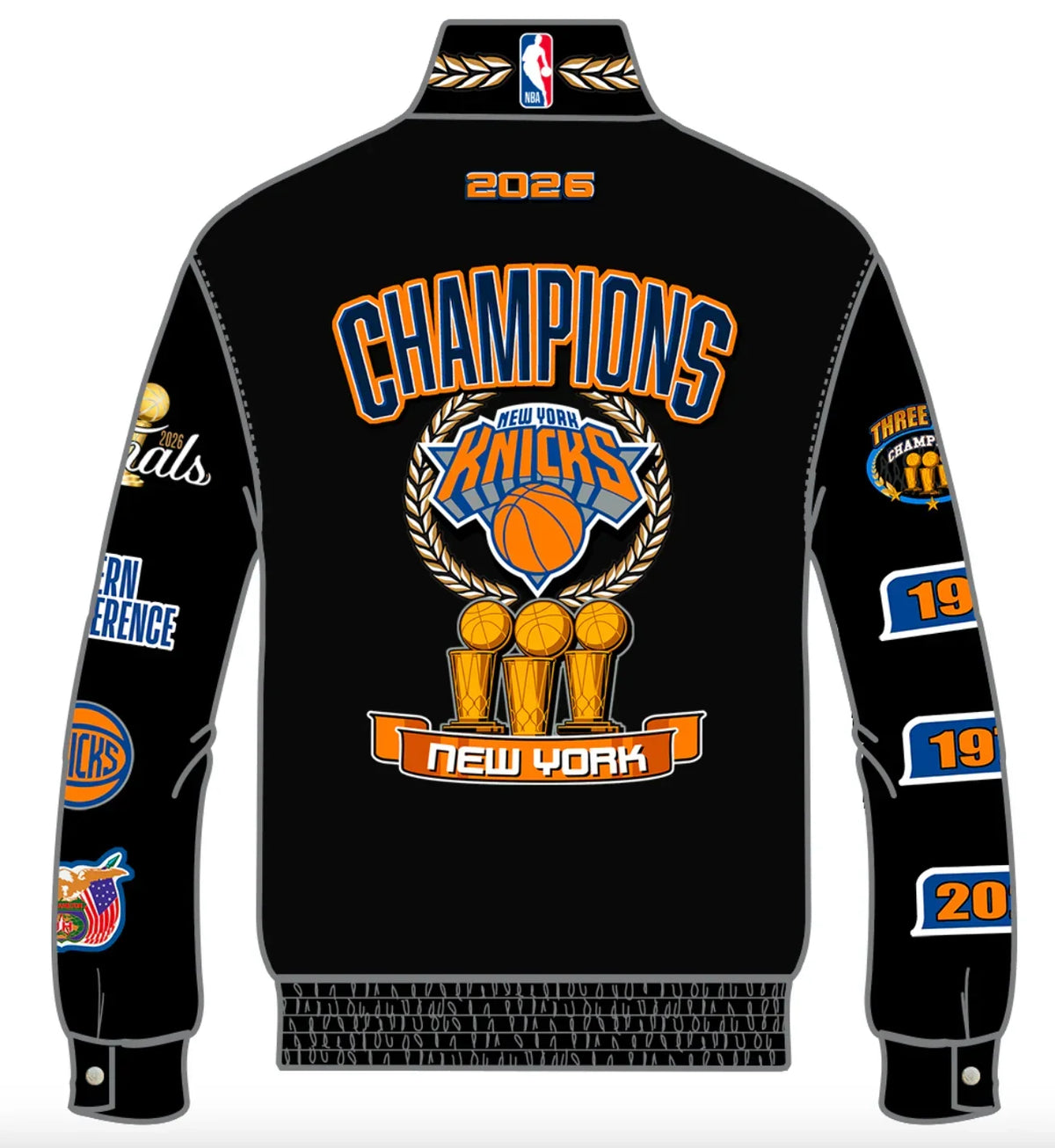 New York Knicks 2026 NBA Champions Wool & Leather Jacket (Pre-Order)
