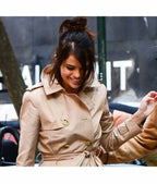 Selena Gomez A Rainy Day in New York Long Coat