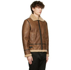 Mens Tan Shearling Aviator Jacket
