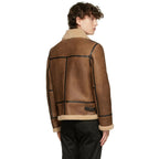 Mens Tan Shearling Aviator Jacket