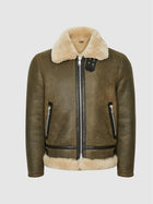 Men’s Army Green Sheepskin Shearling Aviator Jacket