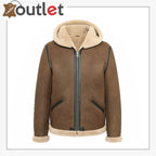 Shearling Brown Hooded Leather Jacket