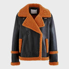 Mens Shearling Black Sheepskin Leather Jacket