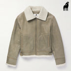 New Cream Shearling Flight Sheepskin B3 Leather Jacket For Men